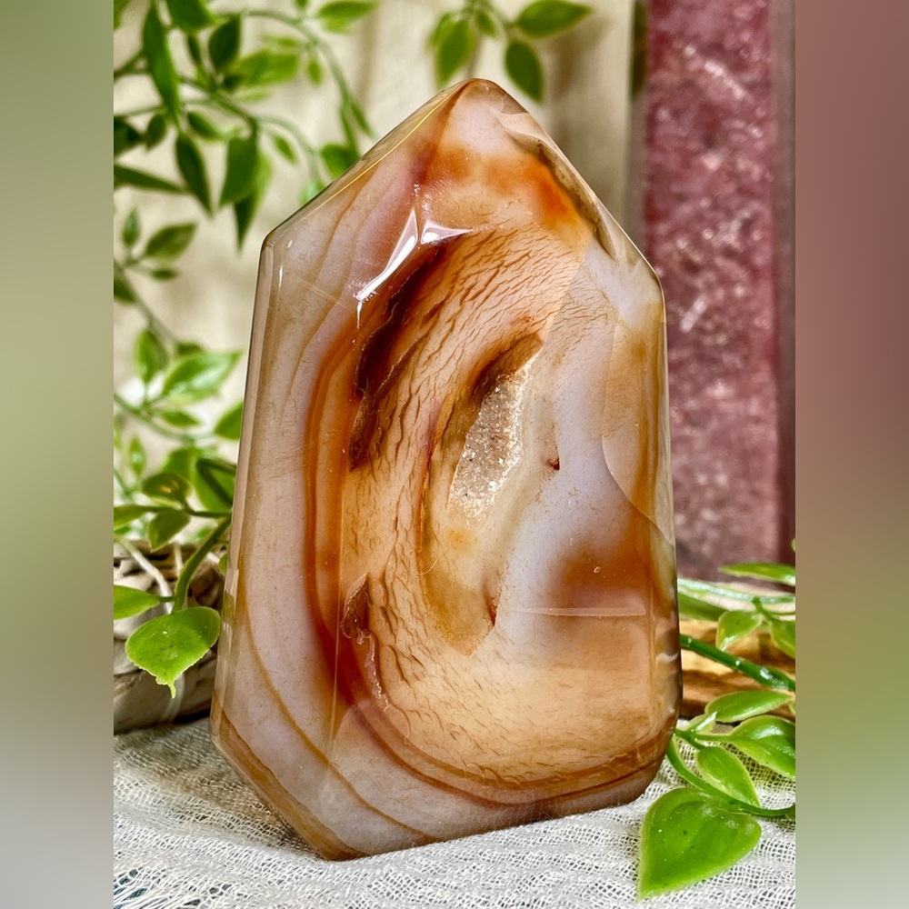 1021 Carnelian Crystal Mountain with Druzy